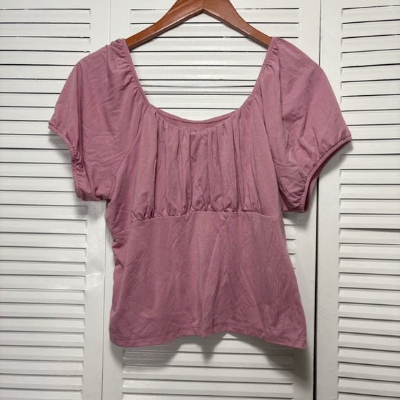 SO Sonoma Mauve Gathered Front Elastic Short Sleeve Blouse Top Size XXL - Picture 1 of 4